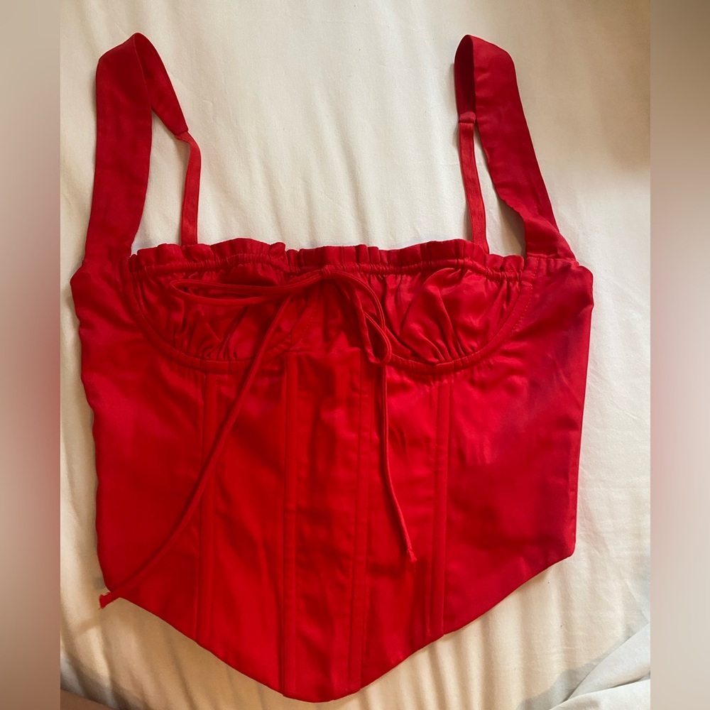 NWOT XXS White Fox Red Corset Top